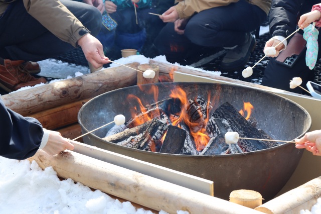 大人気！たき火でマシュマロ